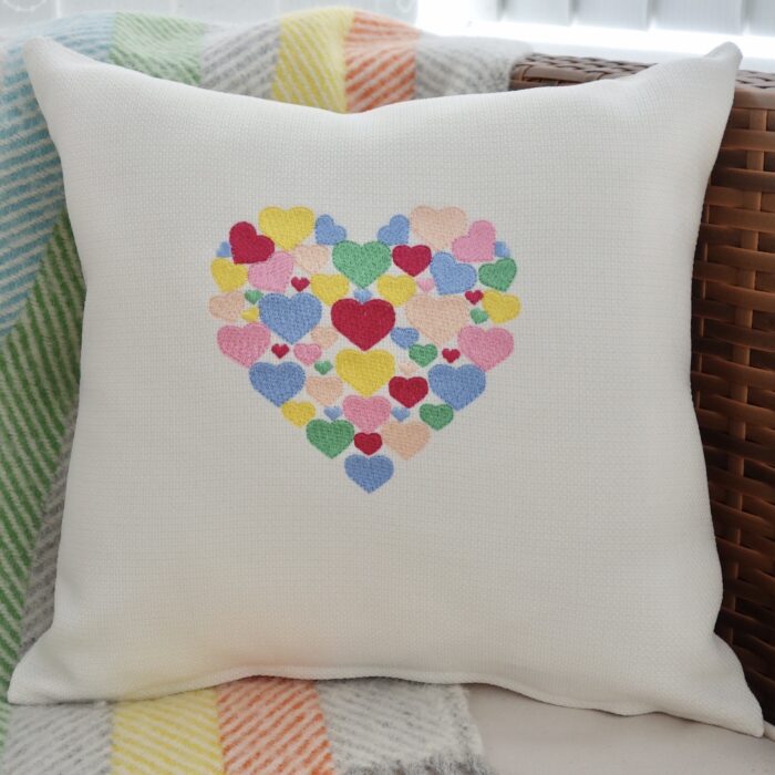 Heart of Hearts Embroidered Cushion