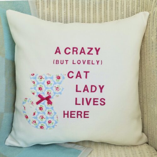 Crazy Lady Embroidered Cushion