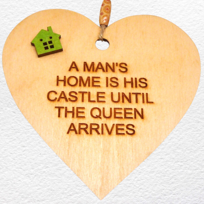 Engraved Wooden Hanging Heart - Man’s Castle