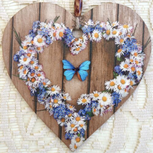 Daisy Wreath Wooden Heart