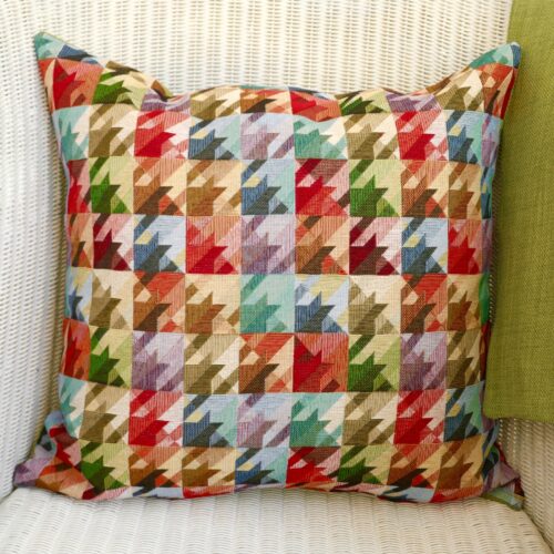 Tapestry Cushion 43cm - Squares / Green reverse