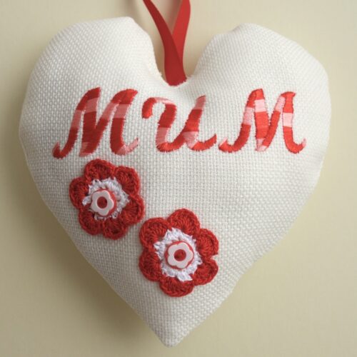 Embroidered Lavender Heart - Mum