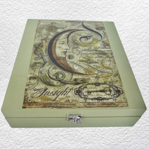 Decorated Wooden Box 26.5cm - Moon