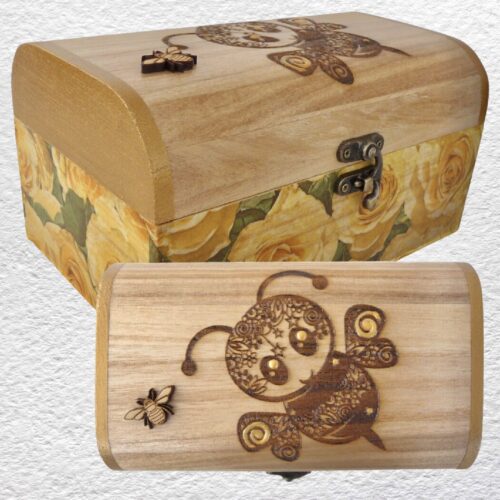Decorated Wooden Box 20cm - Bee