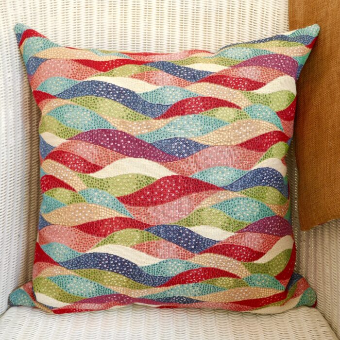 Decorative Throw Pillow 43cm - Tapestry Waves / Gold reverse