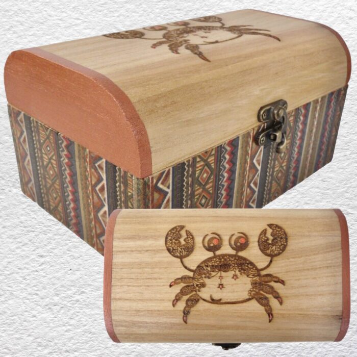 Wooden Keepsake Box 20cm - Crab