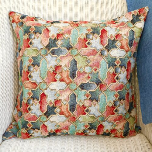 Tapestry Cushion 43cm - Abstract / Denim Blue reverse