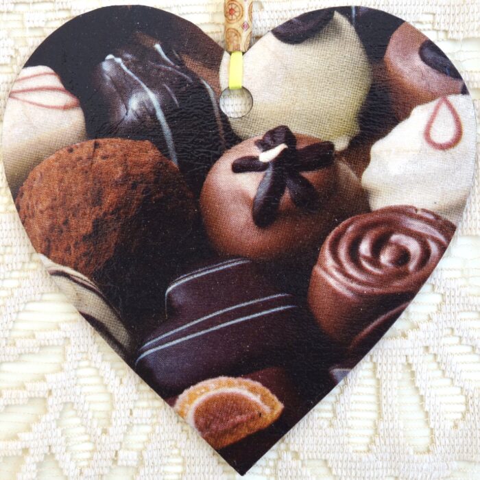 Chocolates, Wooden Hanging Heart 15cm