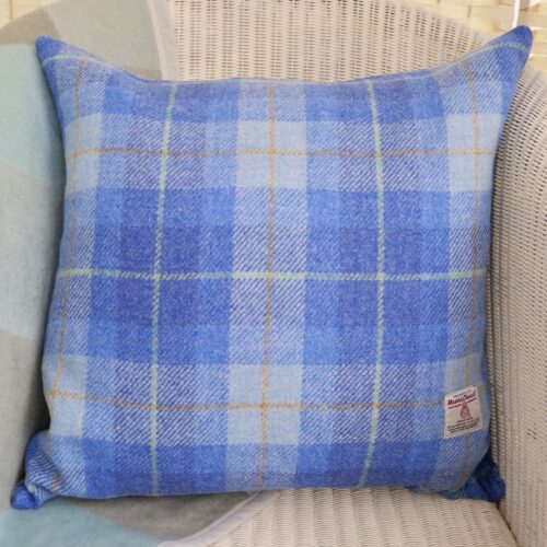 Harris Tweed Cushion 48cm - Blue Check
