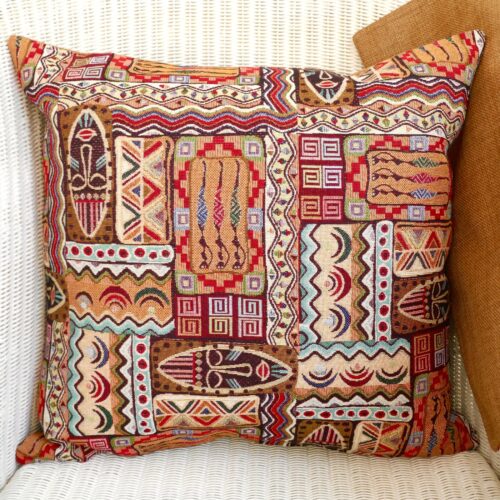Tapestry Cushion - Africa / Gold reverse