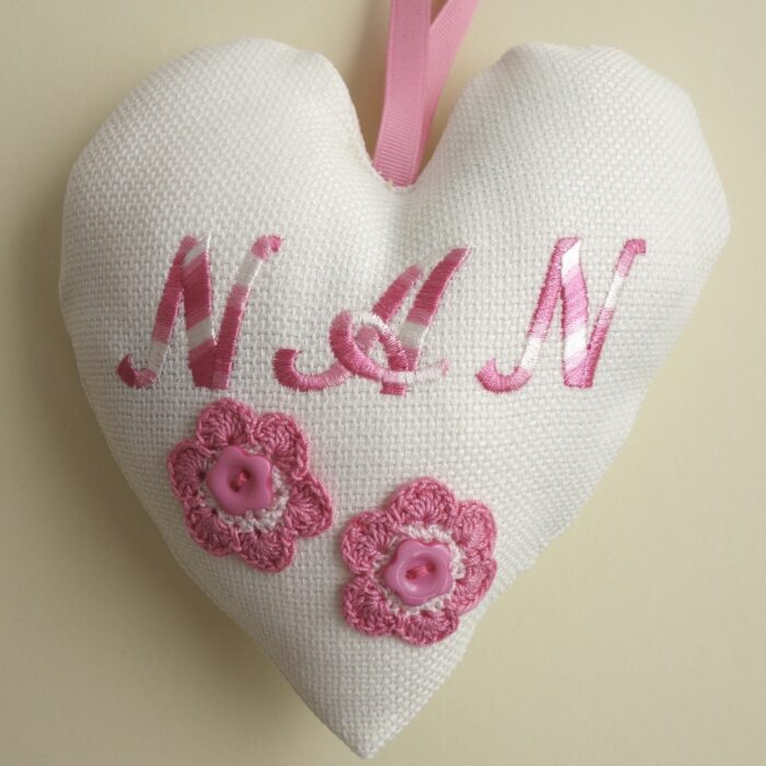 Embroidered Lavender Heart - Nan
