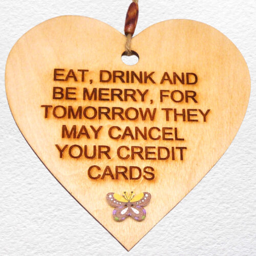 Engraved Wooden Hanging Heart - Be Merry
