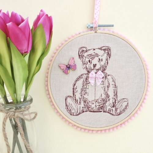 Teddy Bear, 15cm Embroidery Hoop Art
