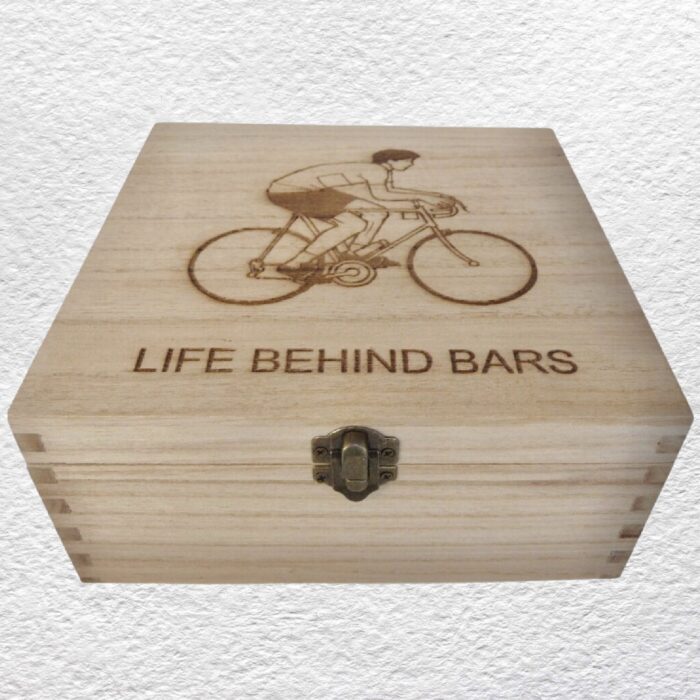 Decorated Wooden Box 20cm - Cycling