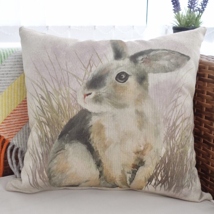 Feature Throw Pillow 43cm - Rabbit / patterned reverse