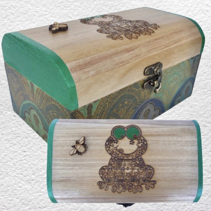 Decorated Wooden Box 20cm - Frog