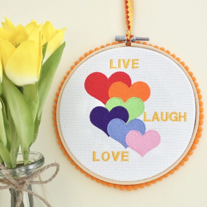 Embroidered Hoop, Live Laugh Love