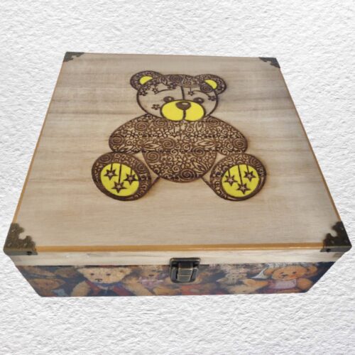 Wooden Keepsake Box 28cm - Teddy Bear