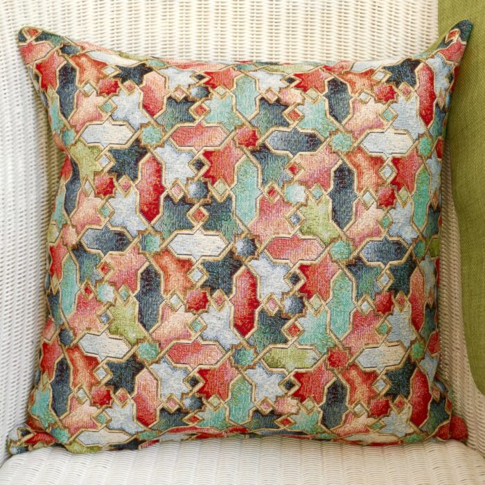 Decorative Throw Pillow 43cm - Tapestry Abstract / Green reverse