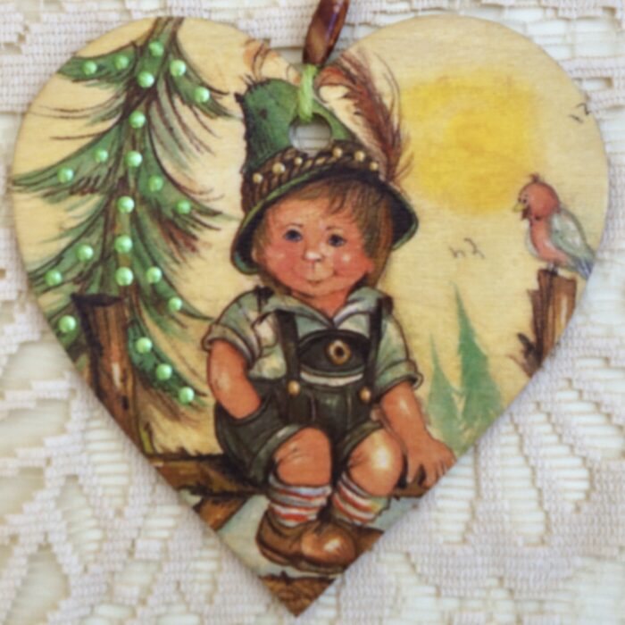 Tyrollean, Wooden Hanging Heart 15cm