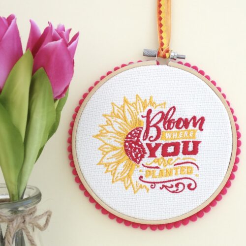 Embroidery Hoop Art 13cm, Sunflower