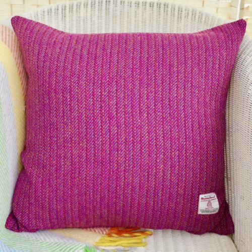 Harris Tweed Cushion 48cm - Cerise Stripe
