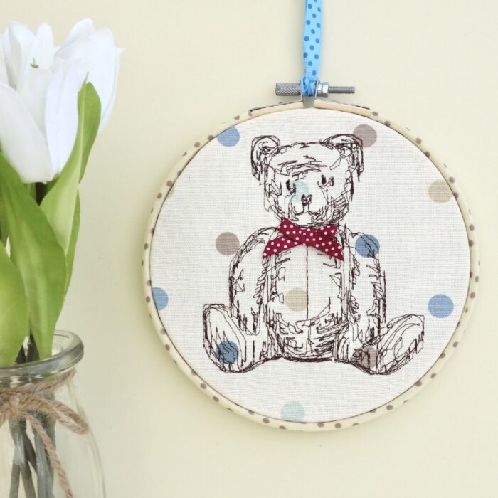 Embroidered Hoop, Sitting Teddy Bear