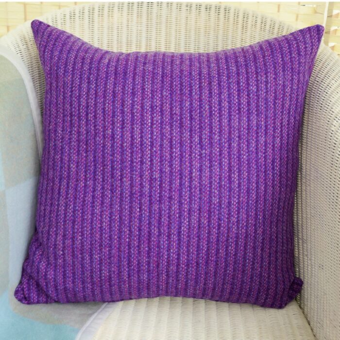 Harris Tweed Throw Pillow 48cm - Purple Stripe