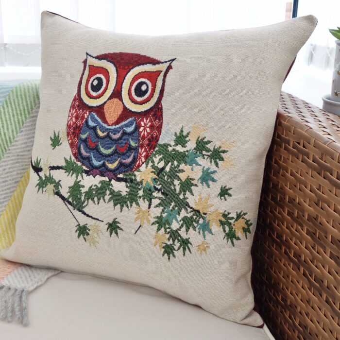 Feature Throw Pillow 46cm - Tapestry Owl on Branch