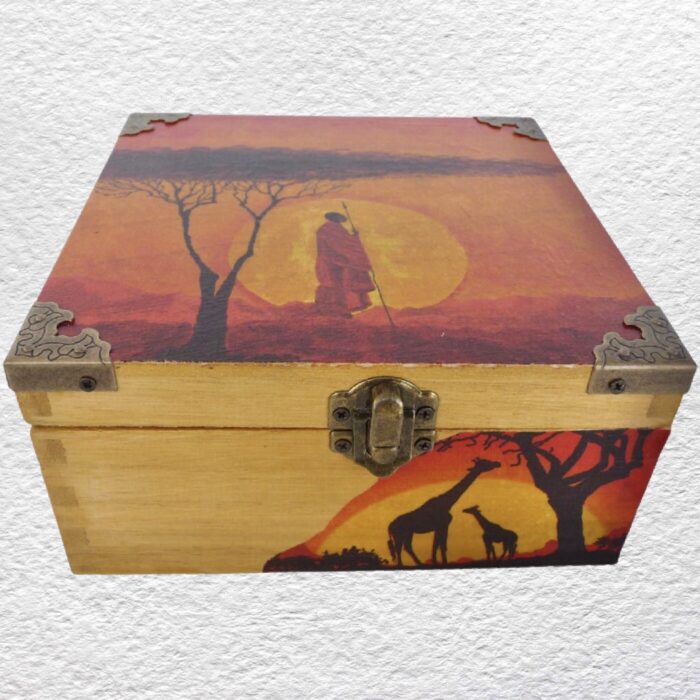 Decorated Wooden Box 16cm - Silhouette