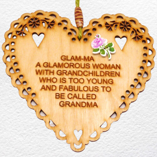 Engraved Wooden Hanging Heart - Grandma