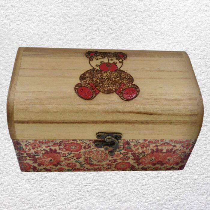 Decorated Wooden Box 20cm - Bear