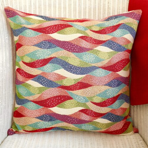 Tapestry Cushion - Waves / Red reverse
