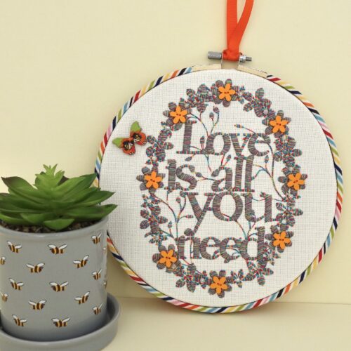 Embroidery Hoop Art 20cm, Love Orange
