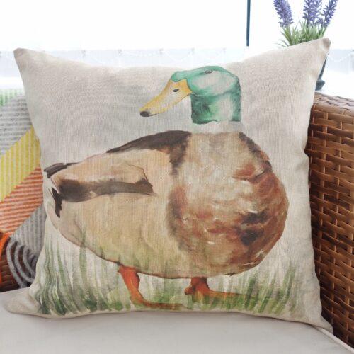 Feature Cushion 43cm - Mallard Duck / plain reverse