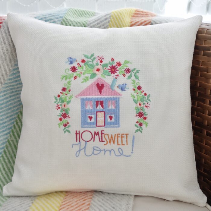 Home Sweet Home Embroidered Cushion