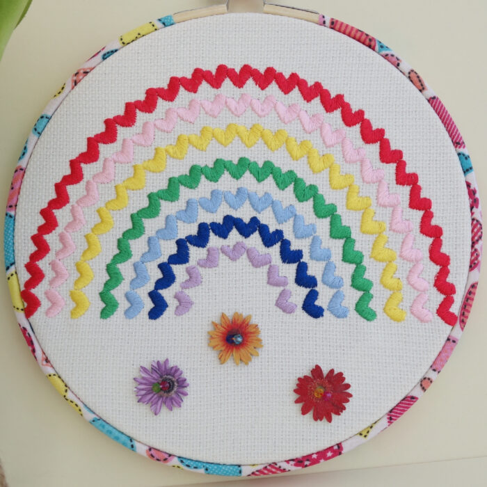 Heart Rainbow, 20cm Embroidery Hoop Art