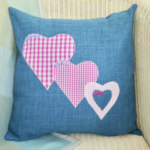 Pink Hearts Appliqué Cushion