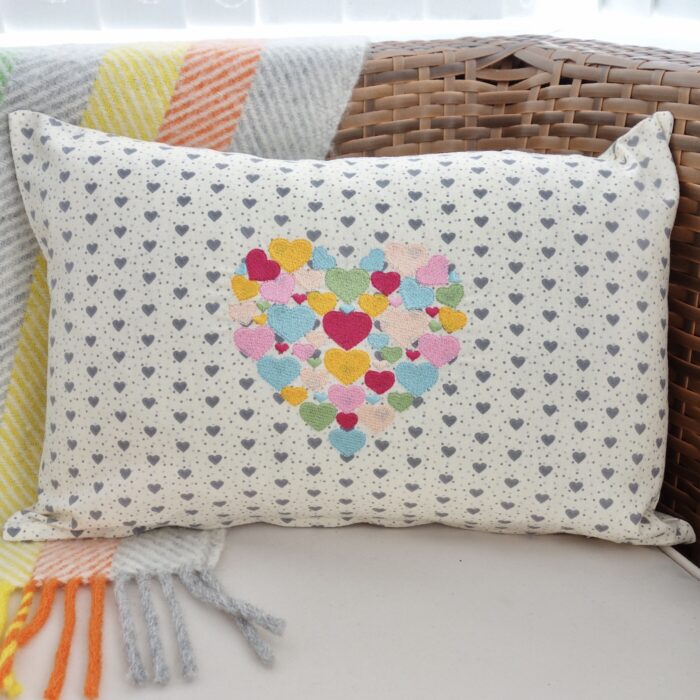 Heart Embroidered Cushion