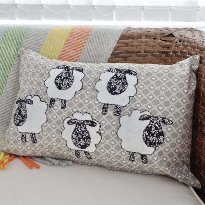Black & White Sheep Appliqué Cushion