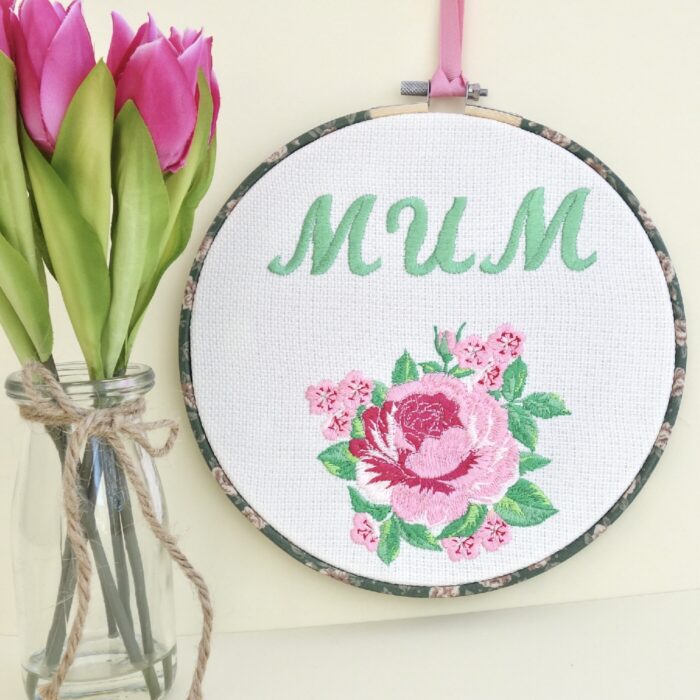 Embroidered Hoop, Mum & Rose