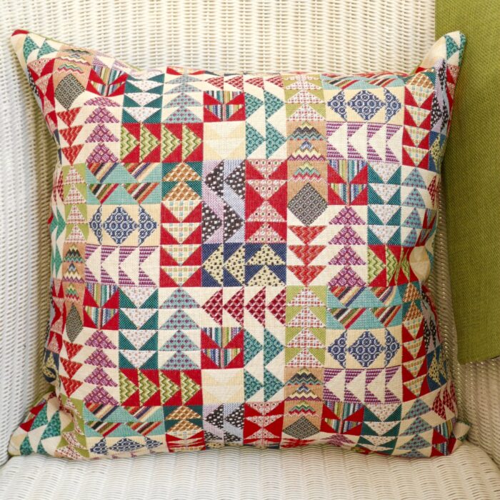 Decorative Throw Pillow 43cm - Tapestry Arrows / Green reverse