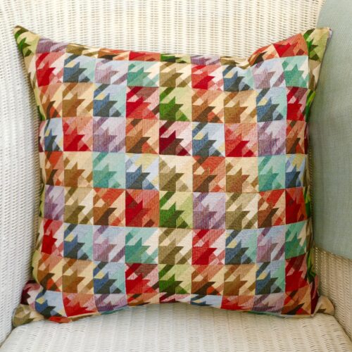 Tapestry Cushion 43cm - Squares / Mint reverse
