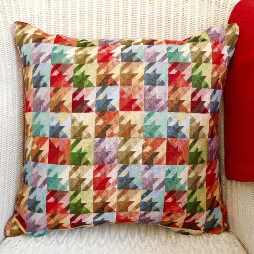 Tapestry Cushion 43cm - Squares / Red reverse