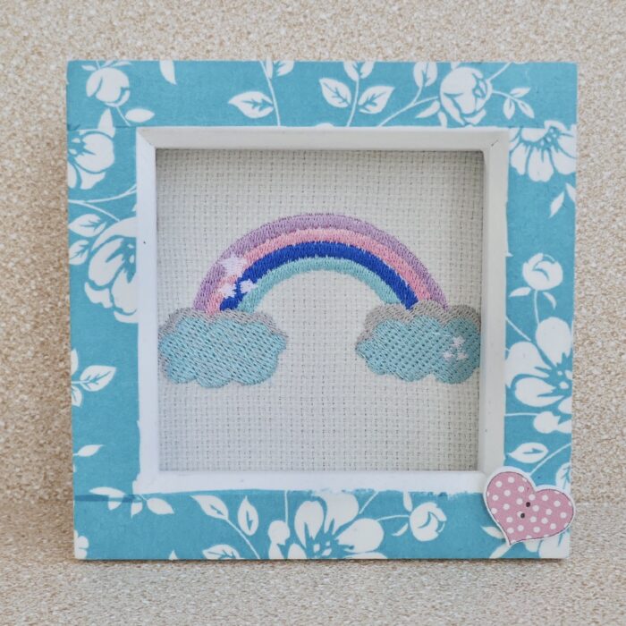 Embroidered Rainbow Box Frame Picture 13cm