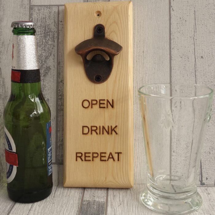 Engraved Bottle Opener - Open Drink Repeat