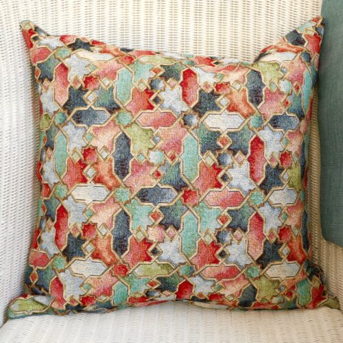 Tapestry Cushion 43cm - Abstract / Duck Egg Blue reverse