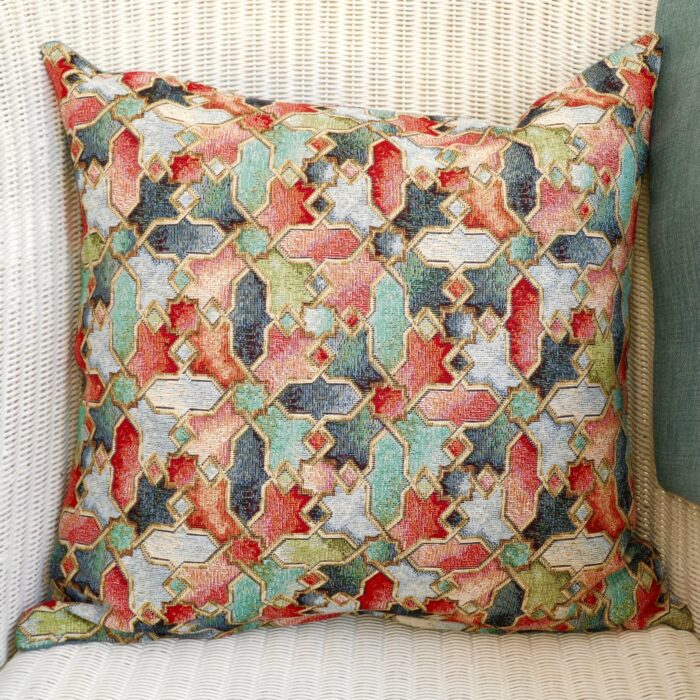 Decorative Throw Pillow 43cm - Tapestry Abstract / Duck Egg Blue reverse
