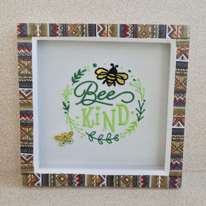 Bee Kind, Embroidered Picture 19cm