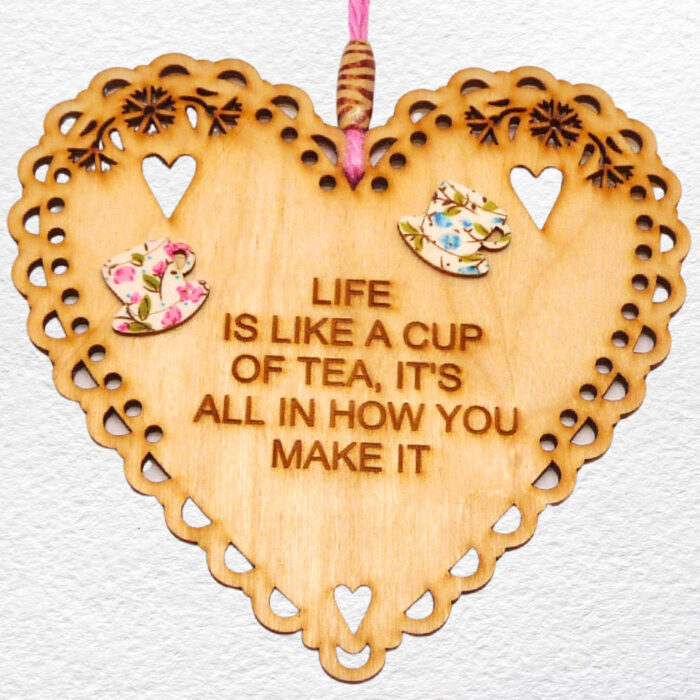 Engraved Wooden Heart Plaque - Life